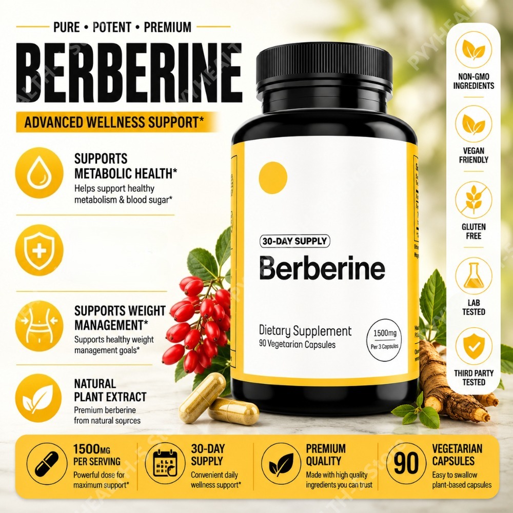 Berberine Hcl Capsule - ベルベリン塩酸塩サプリメント 500mg入りカプセル 90粒入りベジタリアンカプセル 植物由来 デイリーウェルネスフォーミュラ