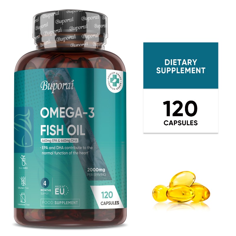 Omega 3 Fish Oil - オメガ3フィッシュオイル 2000mg - EPAとDHA配合、気分改善、脳機能と心臓の健康をサポート、エネルギーと免疫力を高めます