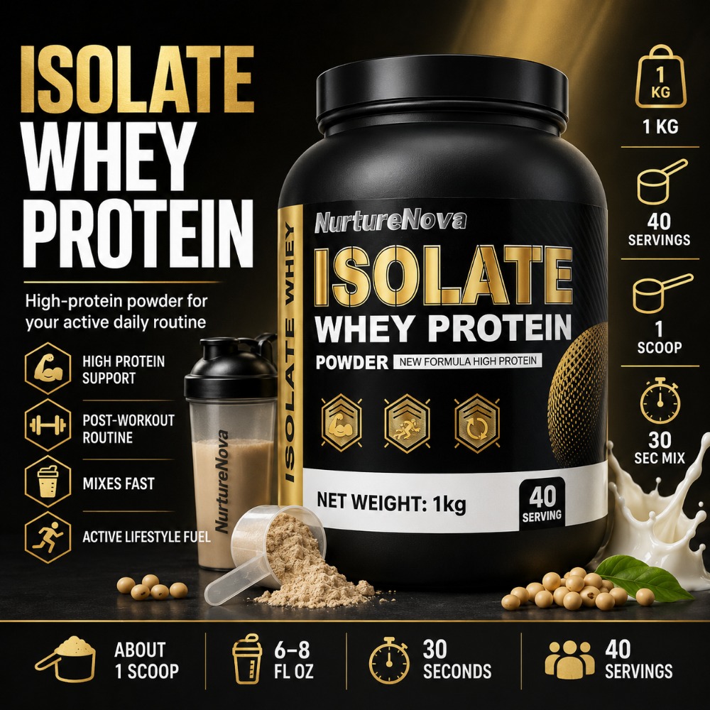 Fitness Nutrition Protein - ナーターノヴァ アイソレート ホエイプロテインパウダー 1kg、高栄養フィットネスドリンクミックス、40回分、ワークアウト＆デイリーサポートフォーミュラ
