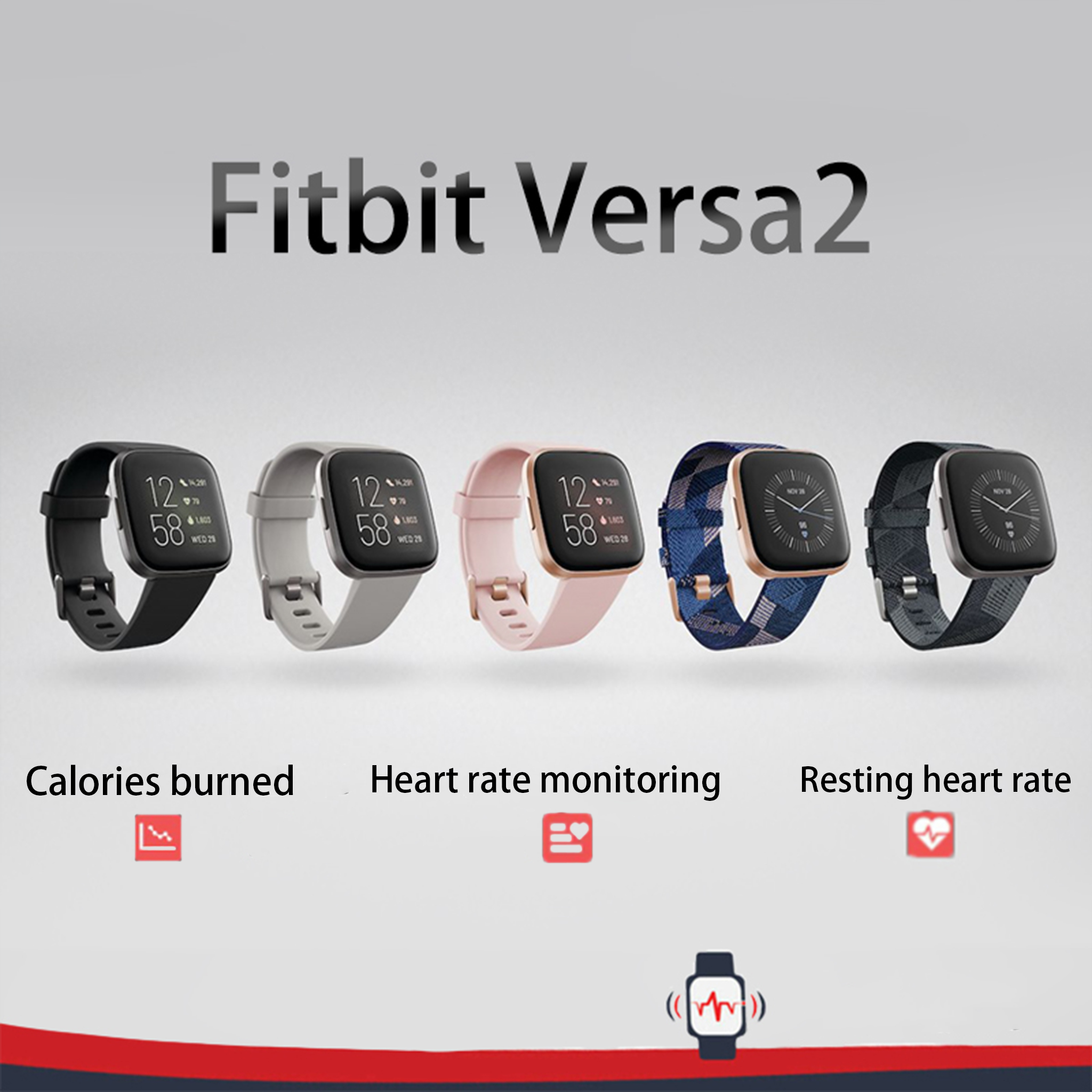 Nutrition Gym - Fitbit Versa 2 ヘルス＆フィットネス スマートウォッチ、心拍数、音楽、Alexa 内蔵、睡眠と水泳の追跡機能付き、ブラック/カーボン