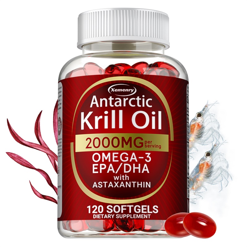 Omega 3 Fish Oil - 南極オキアミ油カプセル - オメガ 3、EPA、DHA 配合、骨、心臓、脳、関節、皮膚の健康をサポートし、免疫力を高めます