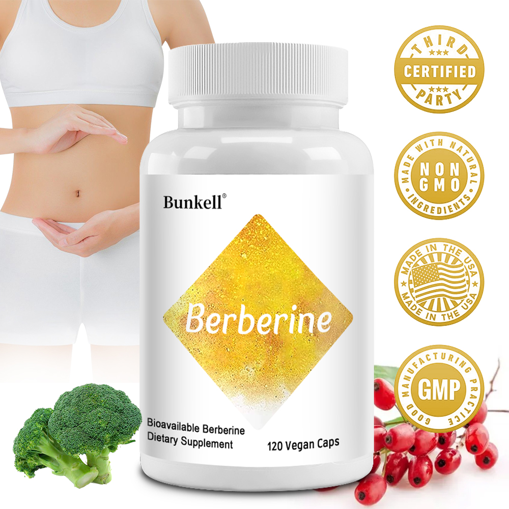 Berberine Hcl Capsule - ベルベリン塩酸塩350mgとブロッコリーシード複合体配合 - 免疫、胃腸、心臓の健康をサポート、非遺伝子組み換え、30/60/120カプセル