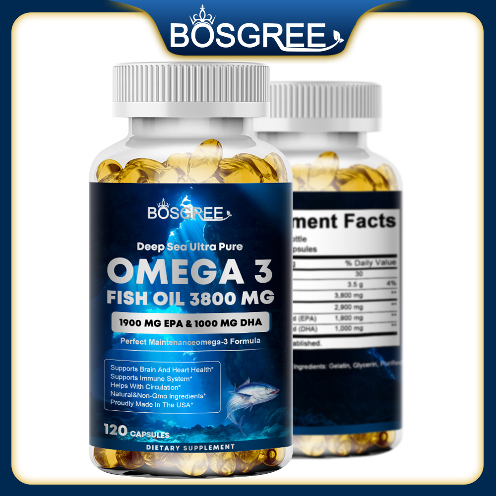 Omega 3 Fish Oil - オメガ3魚油サプリメント、EPA+DHA - 心臓、肝臓、目、脳、関節の健康に最適 - 注意力、記憶力、感情的なサポートに