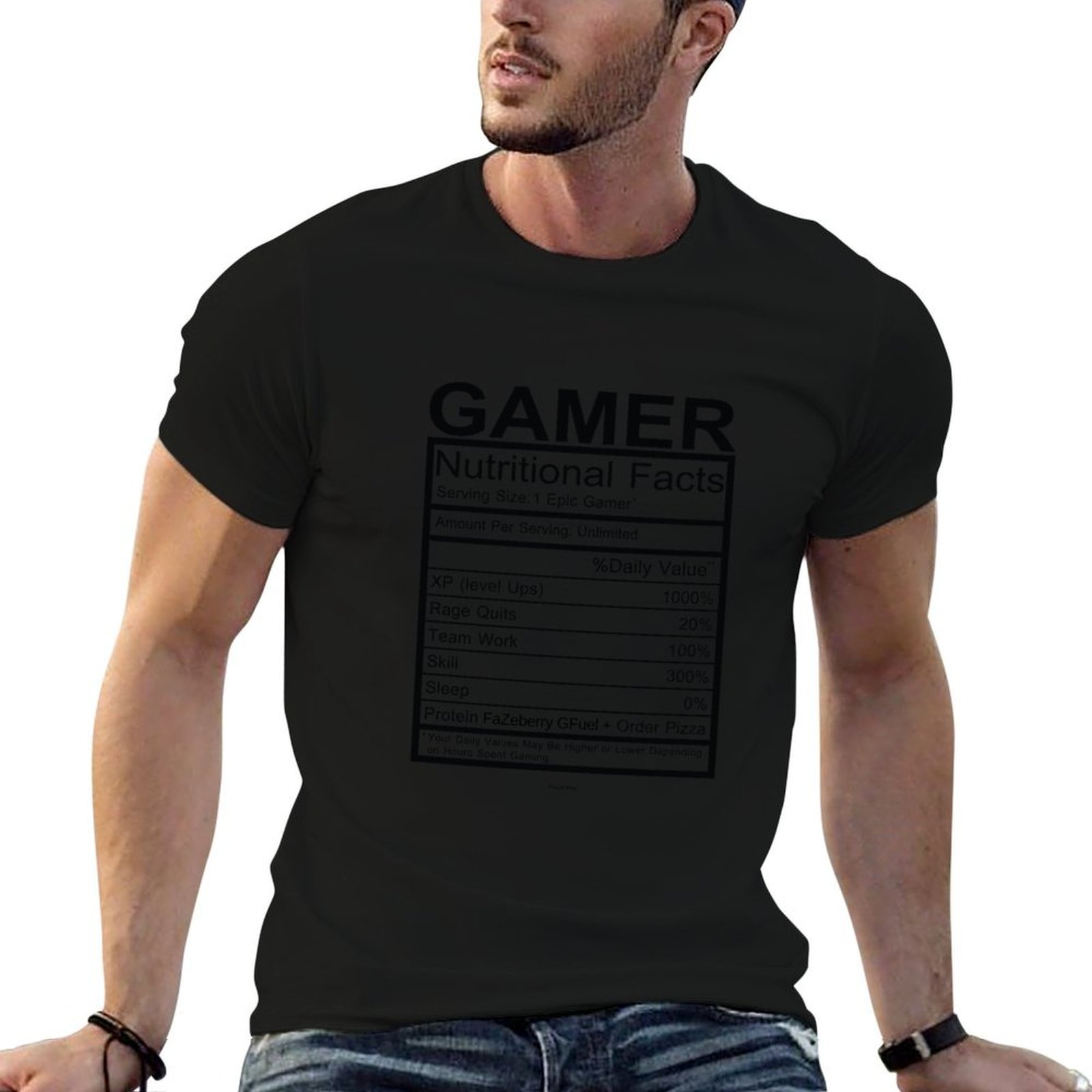 Nutrition Fitness - ゲーマー向け栄養成分表Tシャツ フィットネス速乾半袖トップス
