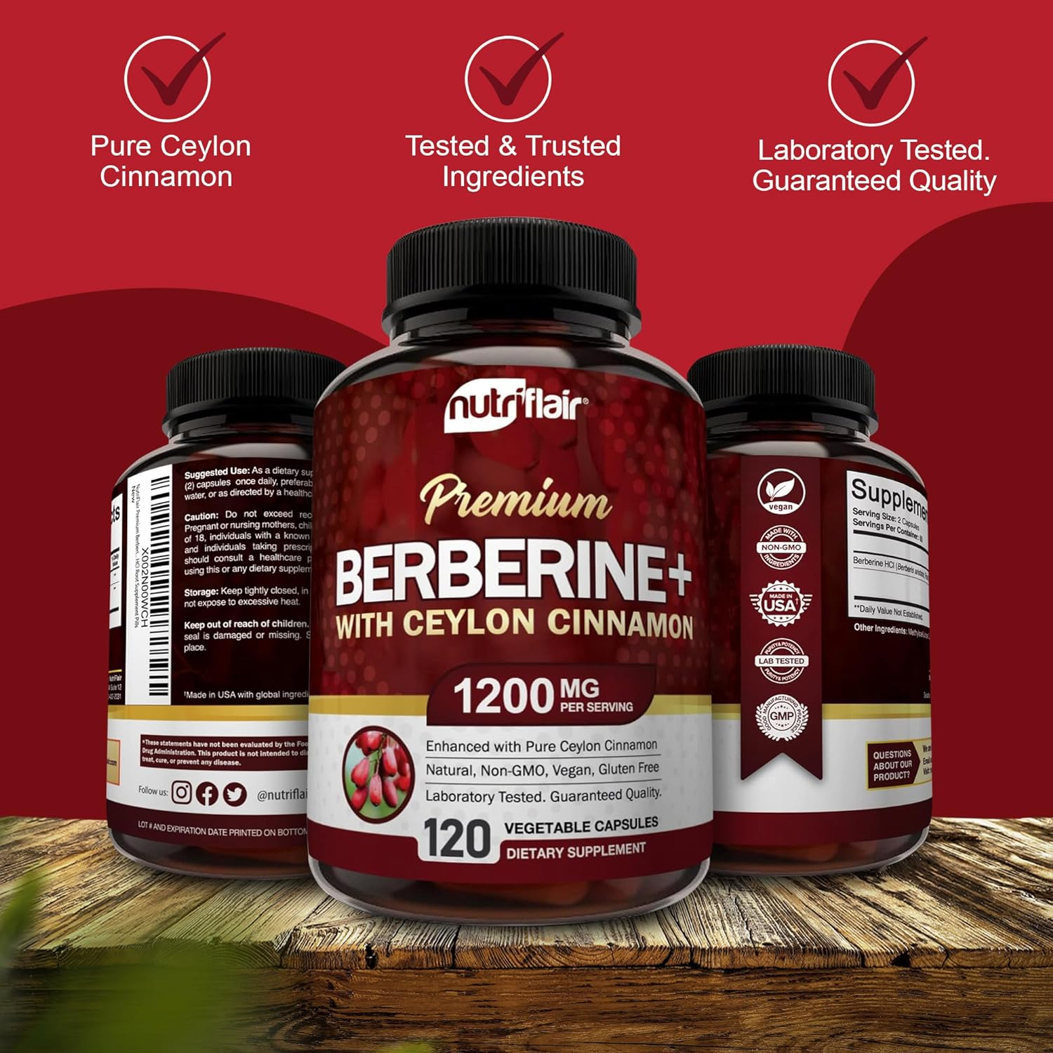 Berberine Hcl Capsule - プレミアムベルベリンHCL - 免疫システムをサポートし、認知機能と消化器系の健康を維持し、血中脂質のバランスを整えます