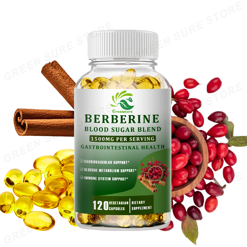 Berberine Hcl Capsule - GREEBSUER メタボリズムとコレステロールサポート、胃腸サポートと免疫サポートのためのベルベリン、1500mg ベルベリン HCL、ビーガン、グルテンフリー