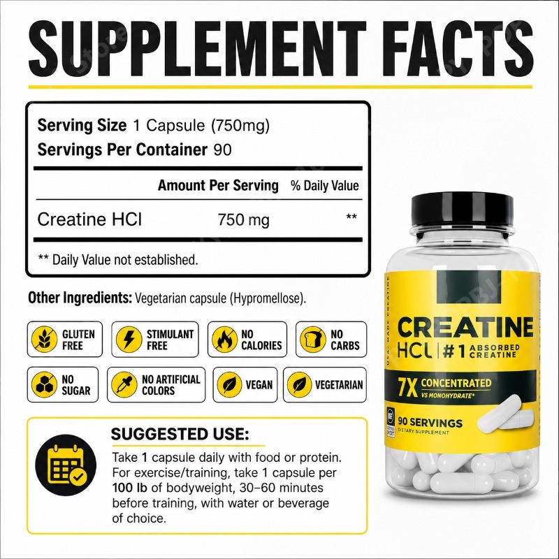 クレアチンHCl 750mg 90カプセル フィットネス筋肉 - Nutrition Fitness のレビューと価格