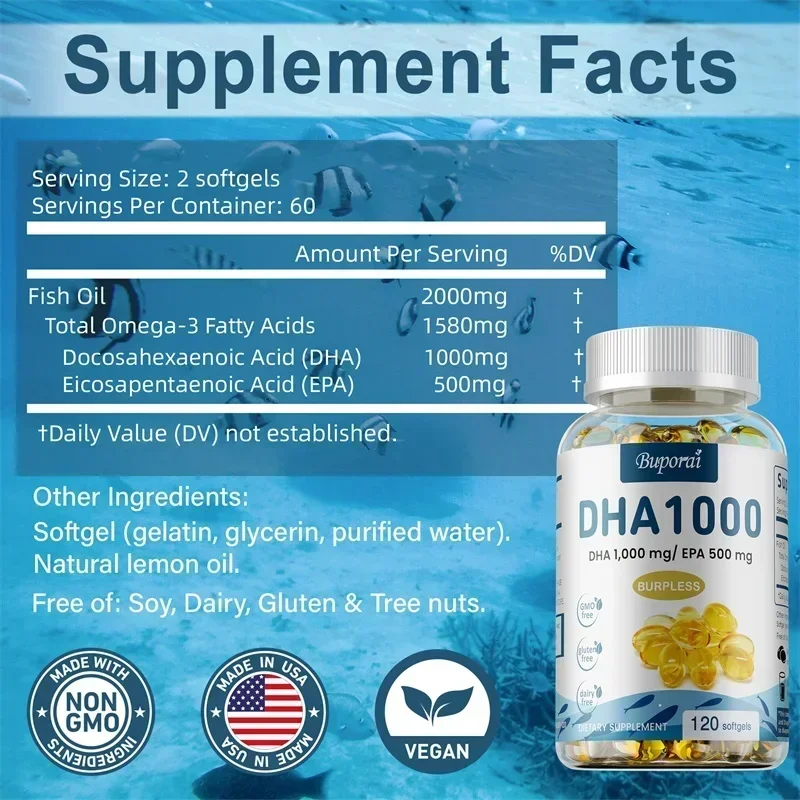 オメガ 3 フィッシュオイル DHA サプリメント - 脳、 - Omega 3 Fish Oil のレビューと価格