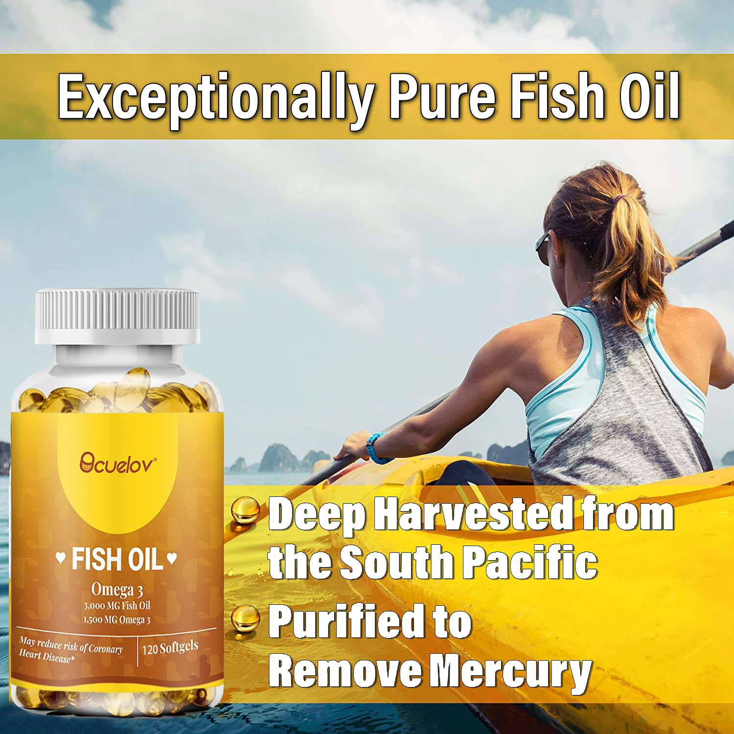 天然産オメガ3魚油3000mg – EPAとDHAが豊富、心 - Omega 3 Fish Oil のレビューと価格