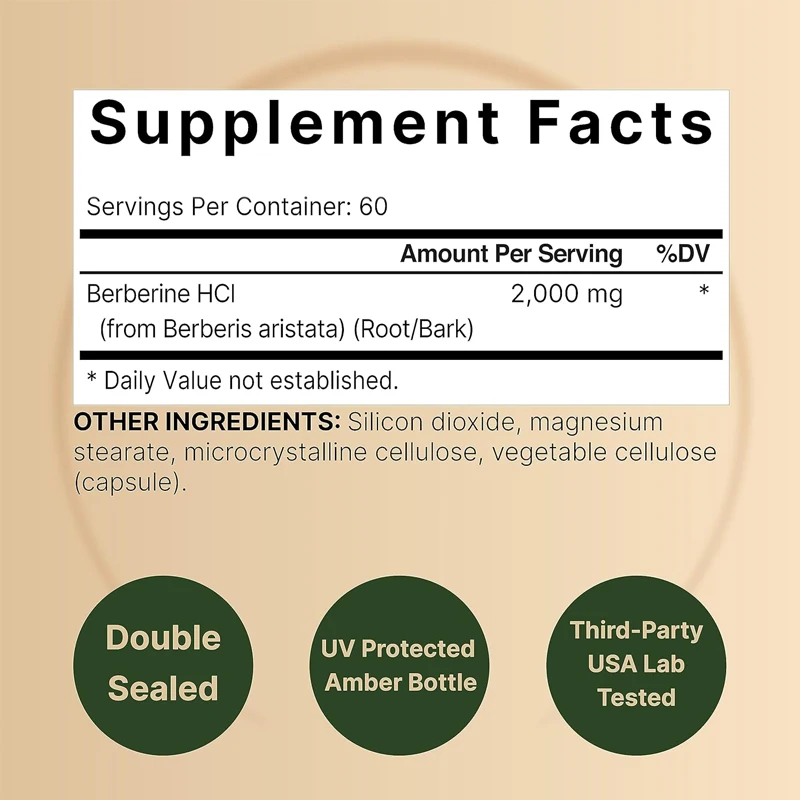 ベルベリンサプリメント |   ベジタリアンカプセル 60  - Berberine Hcl Capsule のレビューと価格