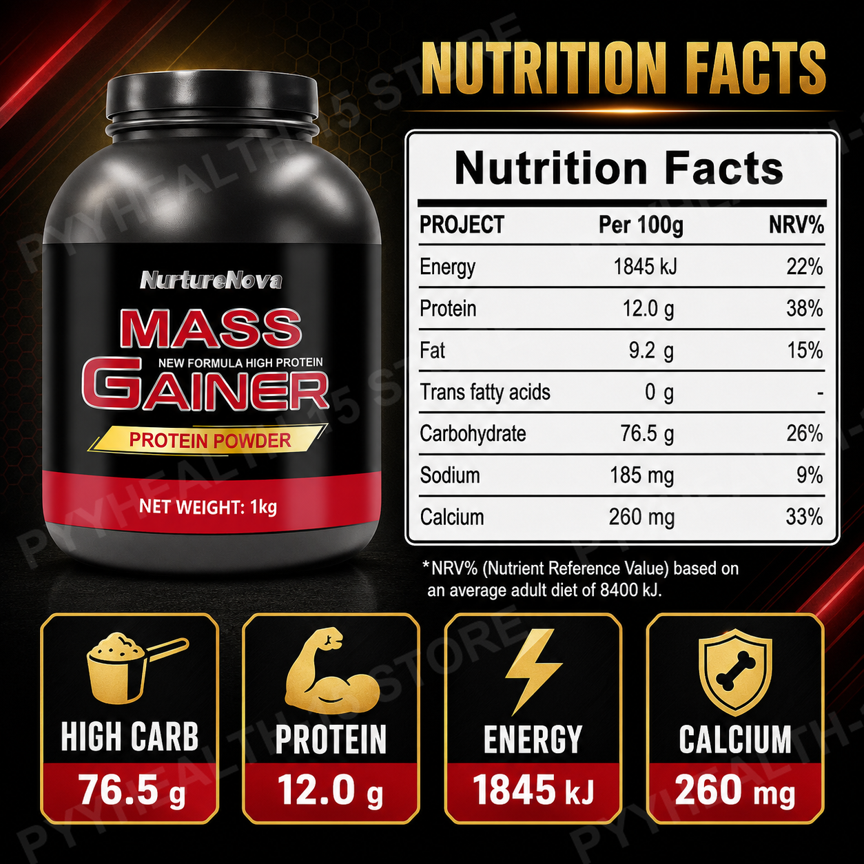マスゲイナー プロテインパウダー 1kg チョコレート風味、 - Nutrition Gym のレビューと価格